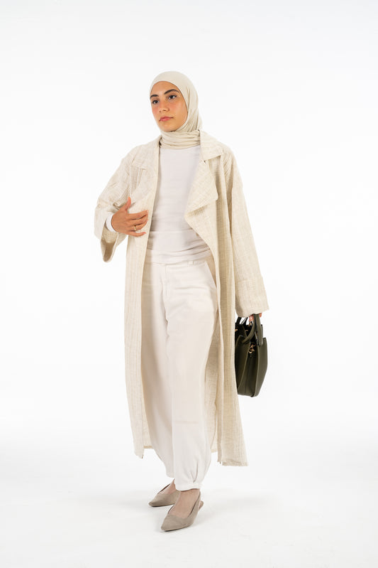 Beige Linen Cardigan